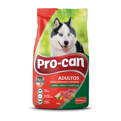 PROCAN PARA PERROS ADULTOS DE RAZAS MEDIANAS Y GRANDES SABOR A CARNE, ARROZ Y VEGETALES / Mundo Mágico de La Mascota